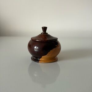 Small Hand Turned Wooden Bowl with Lid 1.5” Tall